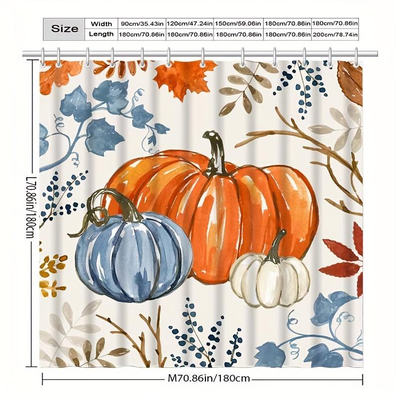 1pc hand-painted maple leaf pumpkin shower curtain, high-end elegant bathroom curtain, bathroom decoration pattern
