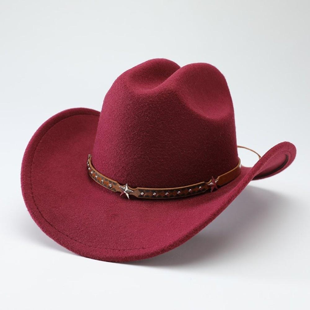 Cintura con Testa di Stella Cappello da Cowboy Occidentale Cappellino da Cowgirl in Feltro Cappello da Sole Fedora Jazz Cappelli Donna