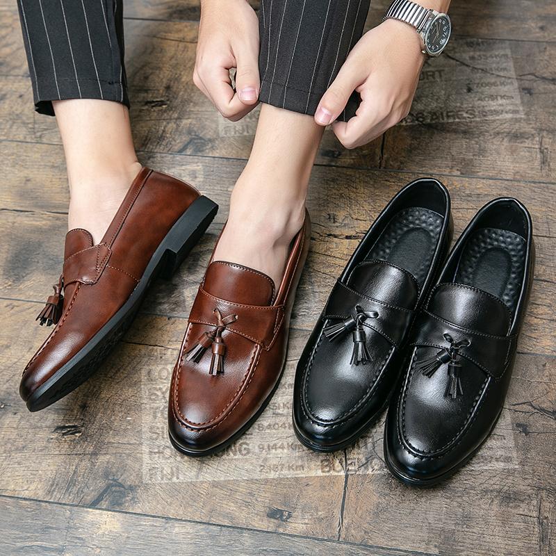 Classic Casual Leather Loafers For Men Formal Social Office Leather Shoes Men Tassel Wedding Business Loafers Men's Dress Shoes