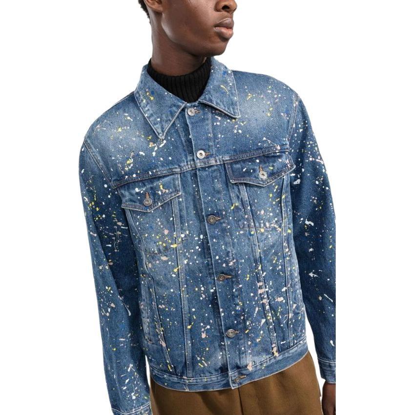 OFF WHITE Paint Skate Denim Jacket OMYE077F22DEN0034000