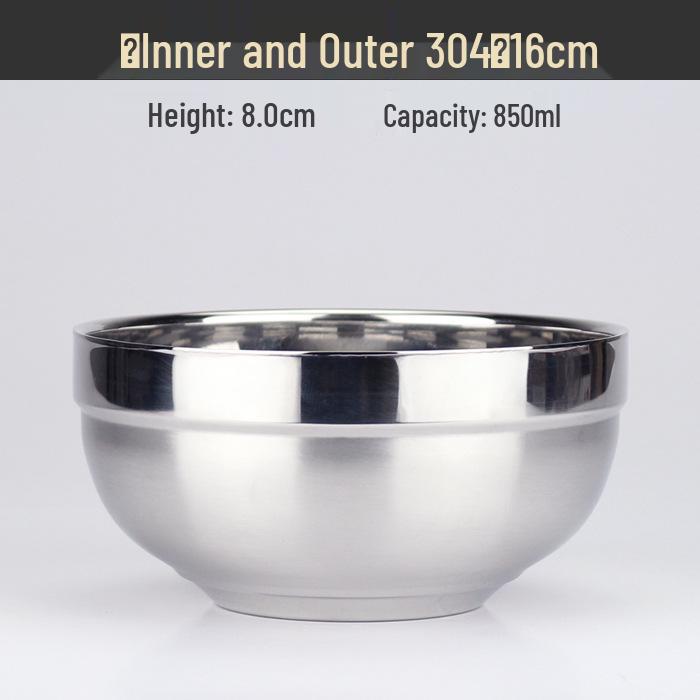 Large Double-Layer Insulated Stainless Steel Bowl with Lid - Anti-Scald, Anti-Drop, for Children and Adults, Ideal for Rice and Soup.