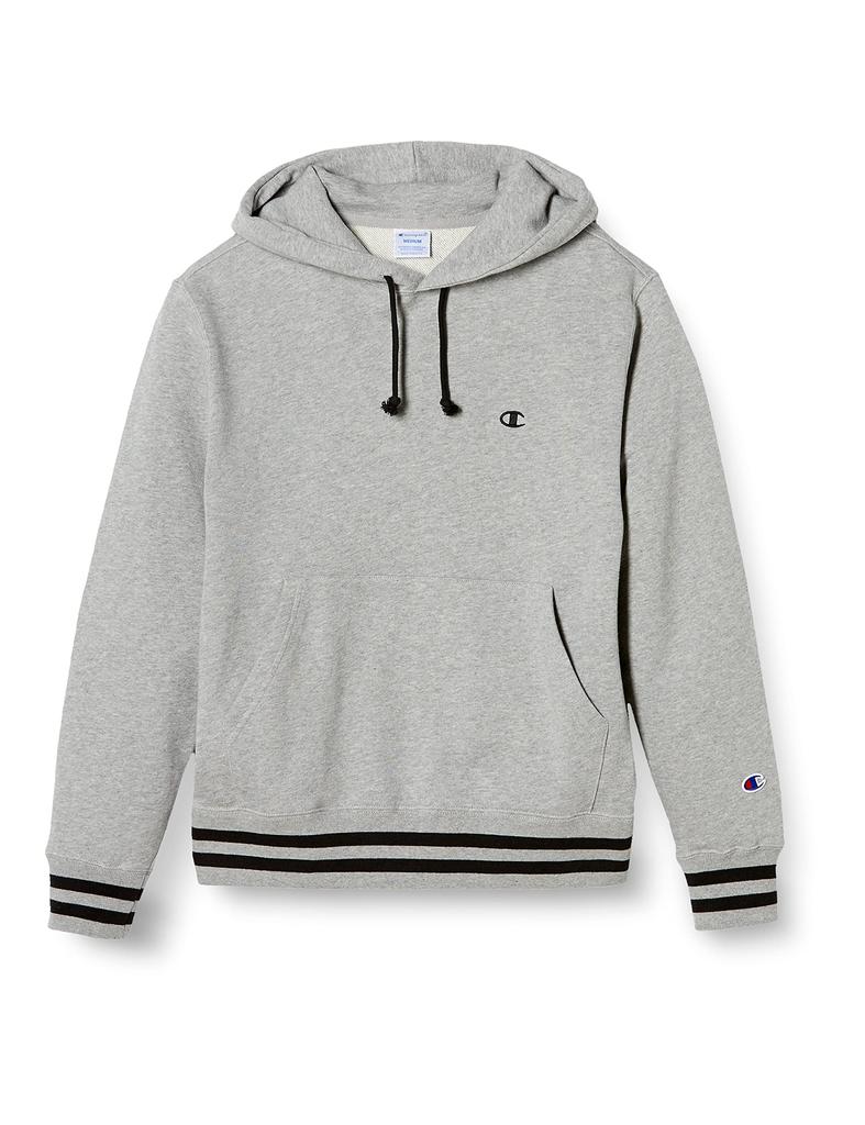 Champion Hooded Sweatshirt with Lined Rib Fleece and Embroidered Oxford Size M (Previous Model) Men's Logo, Gray, (C3-L121)