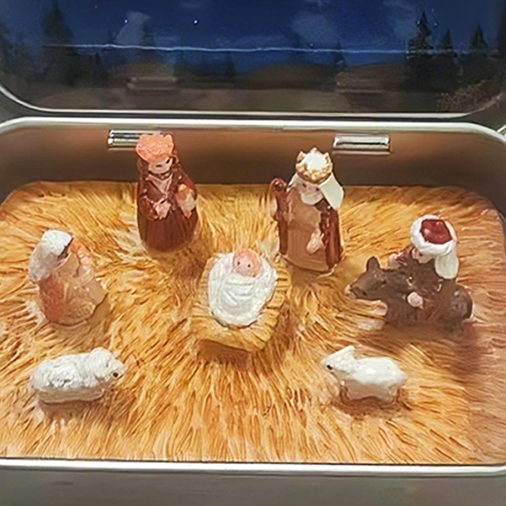 Christmas horse trough ornament Figurines Resin Christmas Home Decor Holy Family Jesus Tabletop Figurines for Tabletop Cabinet