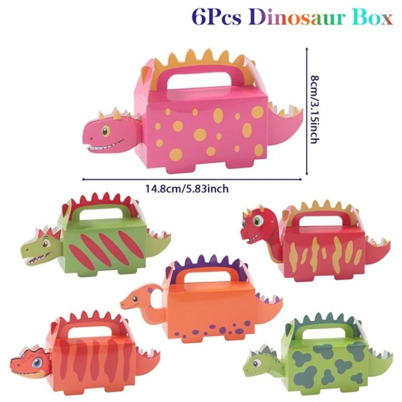 

6 шт. Милые коробочки для конфет в форме динозавров, Декор для вечеринки в честь 1-го дня рождения, Подарочная упаковочная коробка для детей, Малыш Дино, Принадлежности для детского душа, Коробка