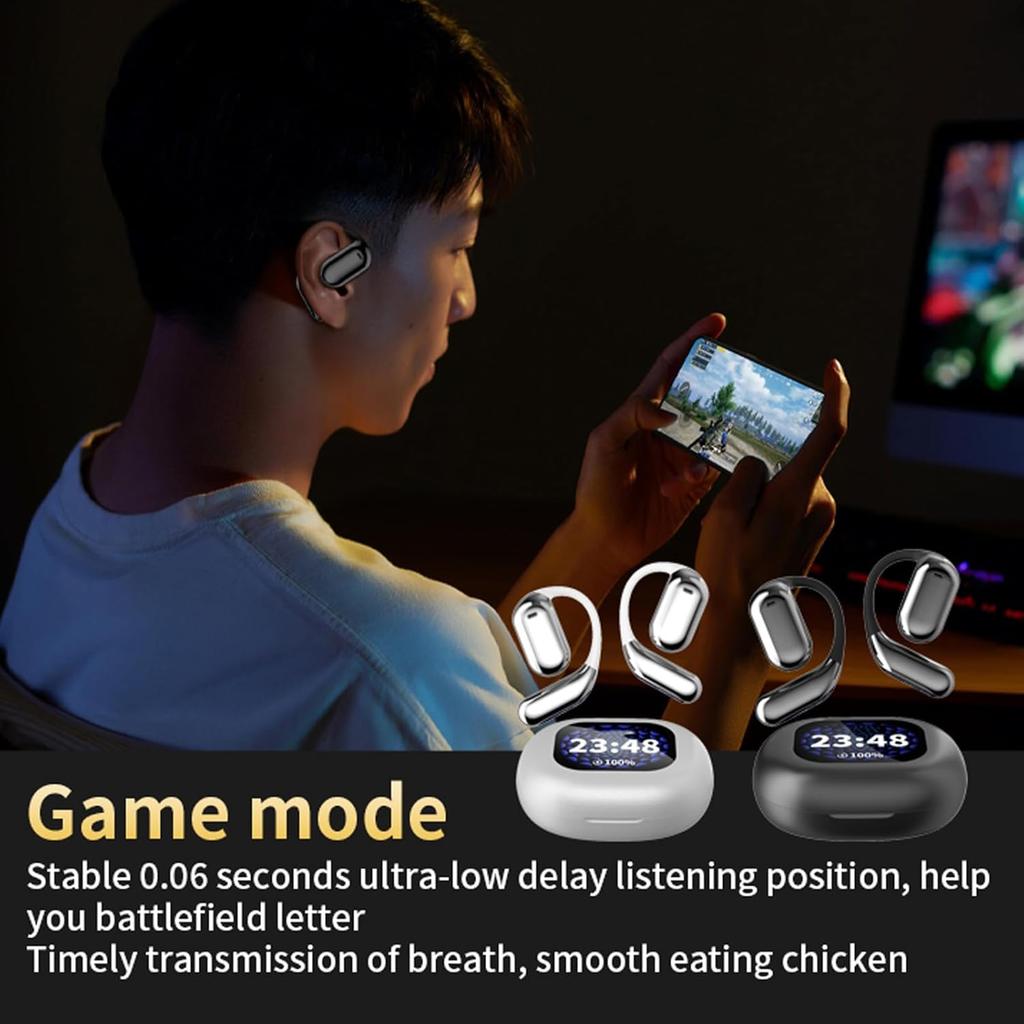 Touchscreen LCD Open Over the Ear Earbuds with Touch Screen Case Bone Conduction Smart Earbuds Headphones Wireless Bluetooth Earphone Outside Out of