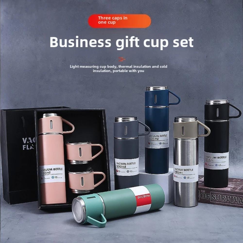 500ML 304 Stainless Steel Vacuum Thermos Bottle Gift Set Thermal Water Bottle Office Business Style Coffee Cup Thermos Drinkware
