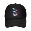 Vibrant Pop Art Pitbull Portrait Mesh Baseball Cap Polyester Forward Observations Hat Adjustable Golf Hat Summer