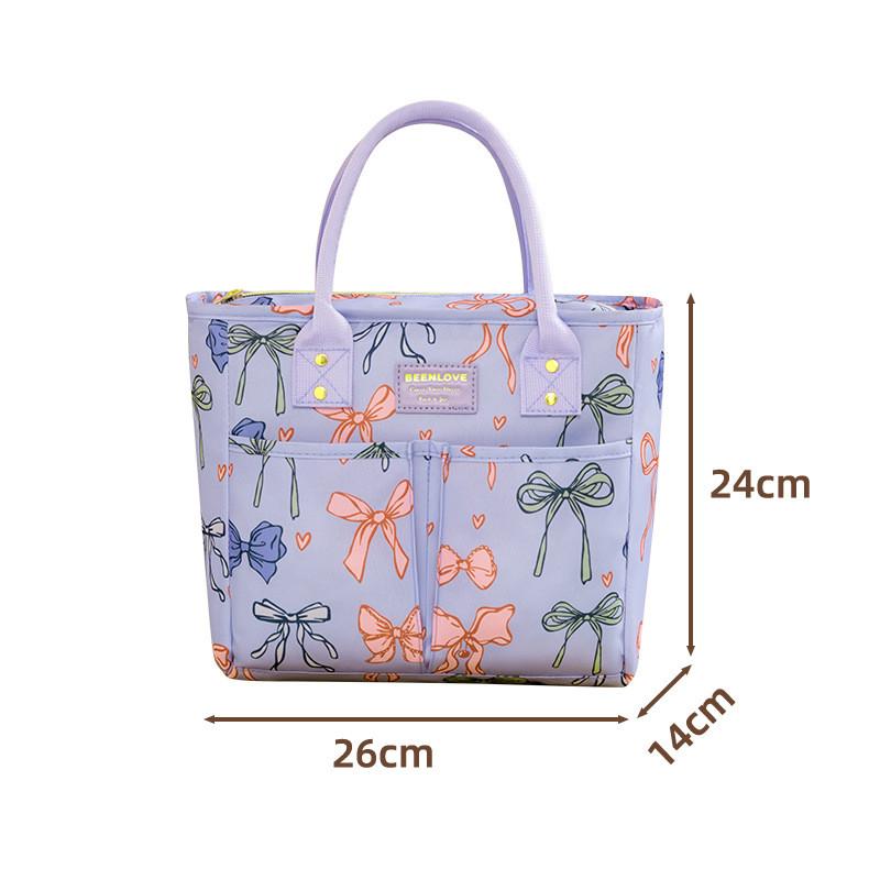 Large Capacity Cute Insulated Bag With Leopard And Bow Print Design Daily For