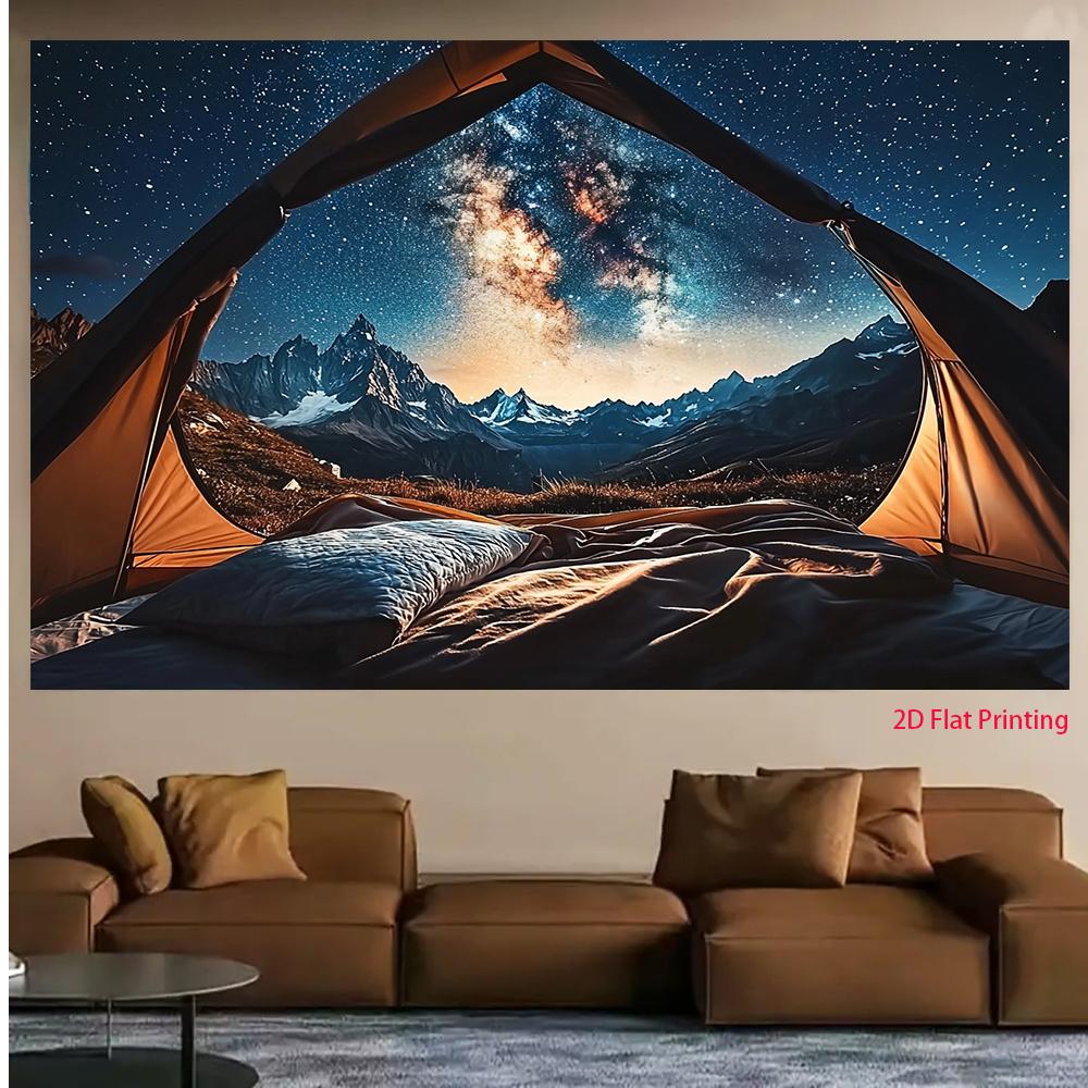 2D-Ebene der romantische Sternenhimmel-Hintergrundstoff, eingefangen aus der Zeltzimmerdekoration, Material aus Polyesterfaser