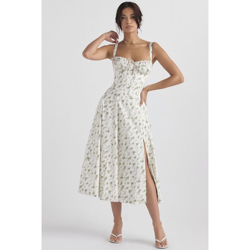 Floral Sexy Slit Suspender Dress Floral Sexy Slit Camisole Dress
