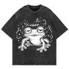 100% Baumwolle Vintage Gewaschen Y2K Lustiges Rippit T-Shirt Mode Herren/Damen Ästhetisch Retro Frosch Oversize Locker Gewaschene Tees Shirts