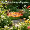 Bebedero de Pájaros de Vidrio con Estaca de Metal para Jardín Exterior Patio Césped Forma de Flor Decorativa Cuenco de Agua Comedero para Pájaros Mariposas y Animales Pequeños