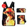 3D Pirate Backpack Animation Set Backpack Men's and Women's Schoolbags Satchel Pencil Case Three-piece Set Children