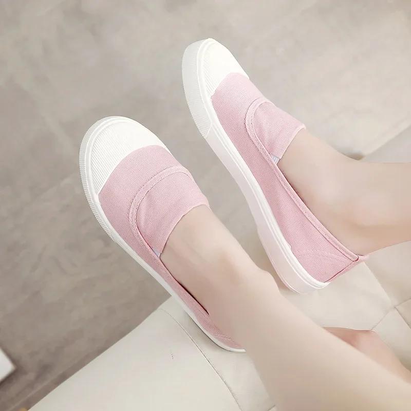 Women's Vulcanized Shoes 2024 Summer New Half Slippers Canvas Shoes Women Thin Style Student Versatile Casual Shoes
