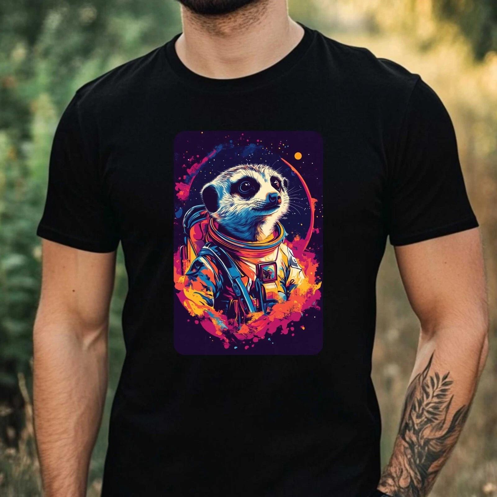 T-Shirt Herren Erdmännchen als Astronaut Motiv Baumwolle Größe XS bis 5XL M