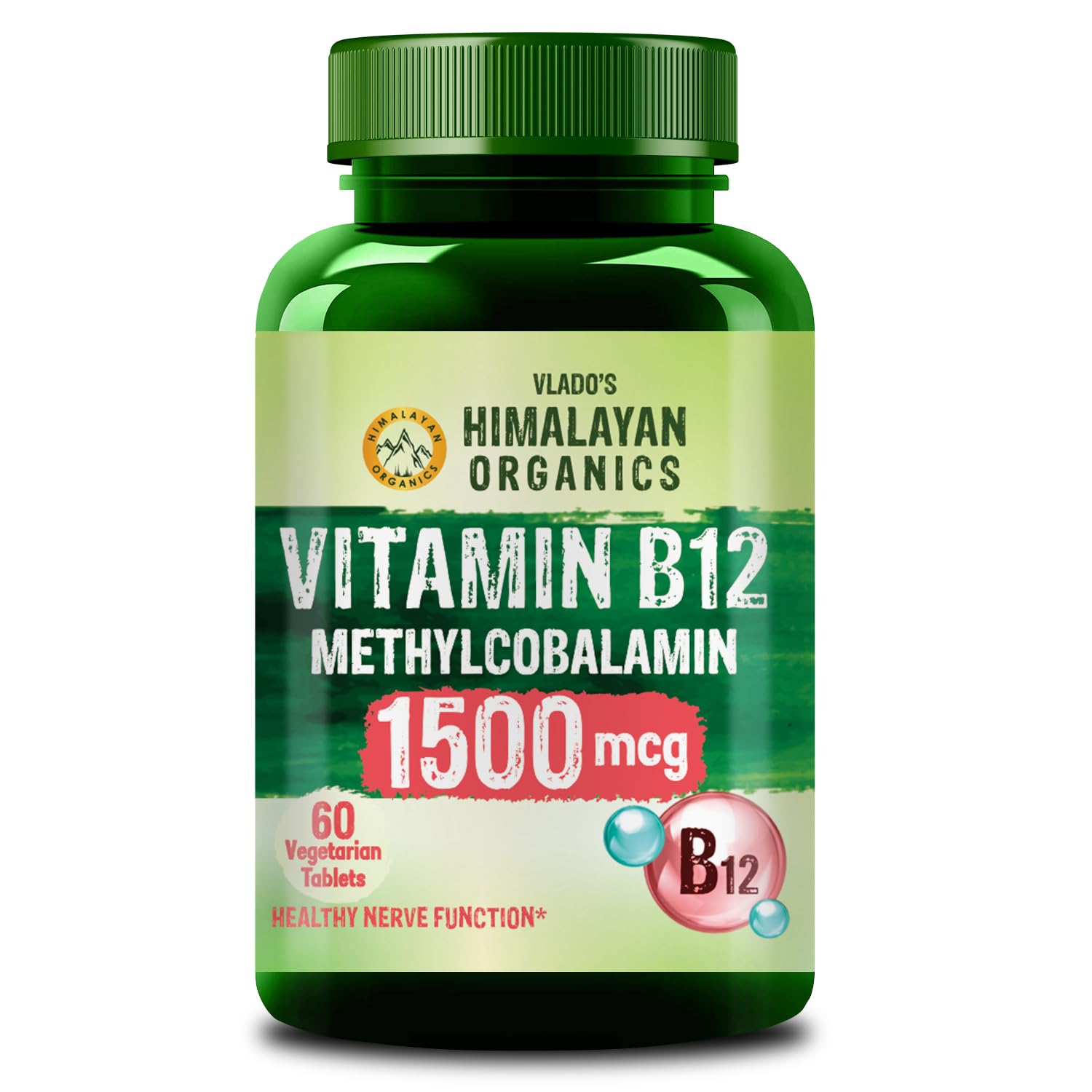 

Vlado s Himalayan Organics Vitamin B12 Tablets 1500 mcg Active Methylcobalamin Supplement for Men & Women