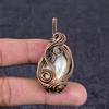 Biwa Pearl Handmade Copper Wire Wrap Jewelry Pendant 2.21" E9b18