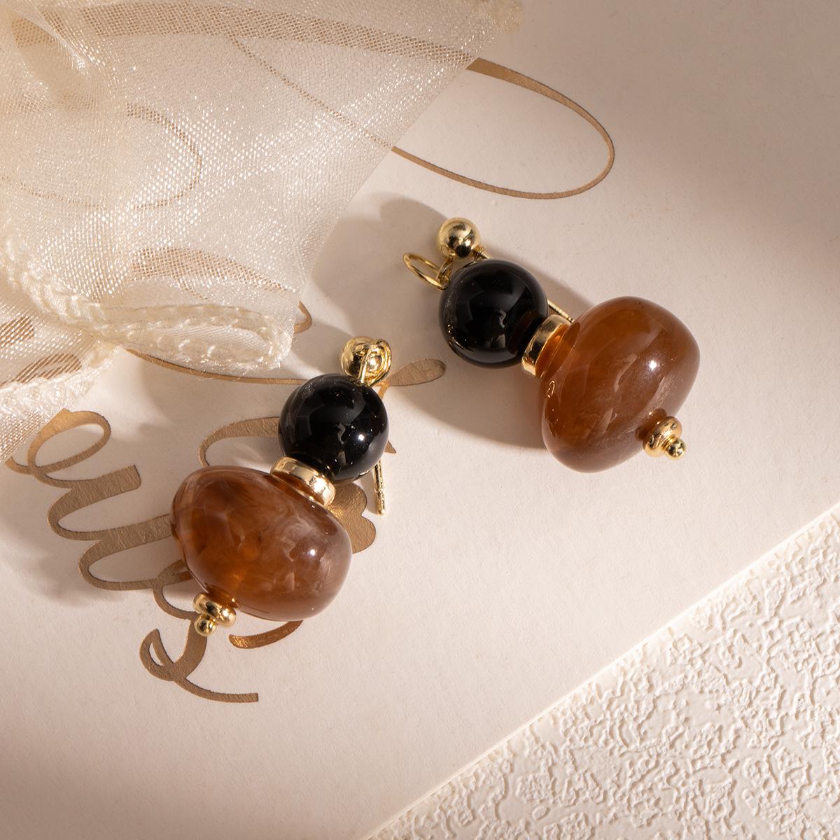 Круглые Серьги-Бусины из Смолы Maillard, Ретро-Стиль Гонконга, Легкая Роскошь, Высококачественные, Модные, Серьги с Характером