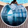 Antarctic Iceberg Round Beach Towel with Tassels, Absorbent Quick Dry Circle Pool Towel Roundie Yoga Meditation Mat Picnic Rug