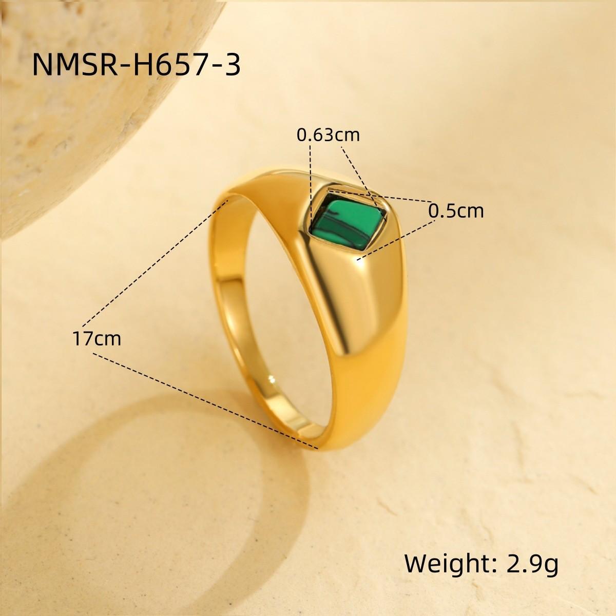 GEMCHIC Women s French Style Stainless Steel Natural Stone Ring Geometric Design Fashion Jewelry