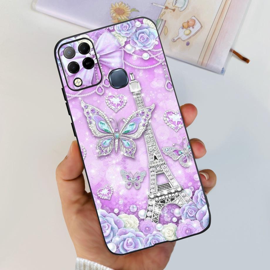 For Infinix Hot 11 G37 4G Case Cover Soft TPU Black Silicone Funda for Infinix Hot11 G37 Infinix X689F Fashion Pattern Bumper