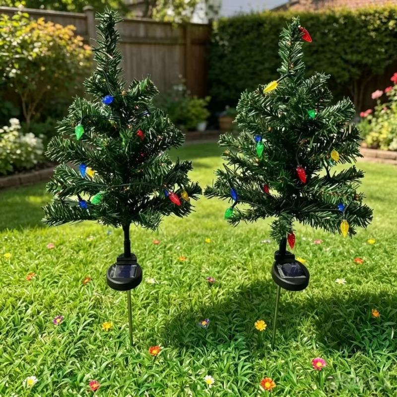 Solar Christmas Tree Lights Waterproof Outdoor LED Garden Lamp for Lawn Patio Yard Pathway Landscape Party Holiday Decoration