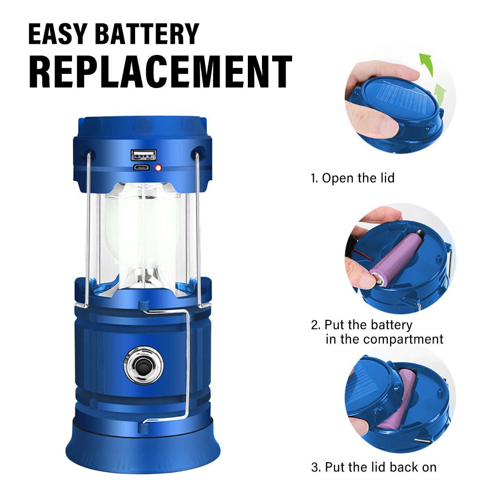 Outdoors Camping Lantern USB Rechargeable Solar Charging Power Supply Portable Collapsible