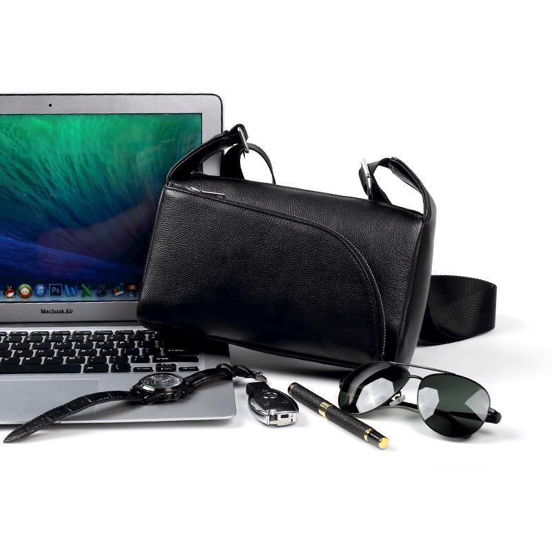 Bolsa Mensageiro de Ombro de Couro Genuíno Masculina e Feminina - Bolsa Casual Moderna Estilo Coreano de Couro de Vaca