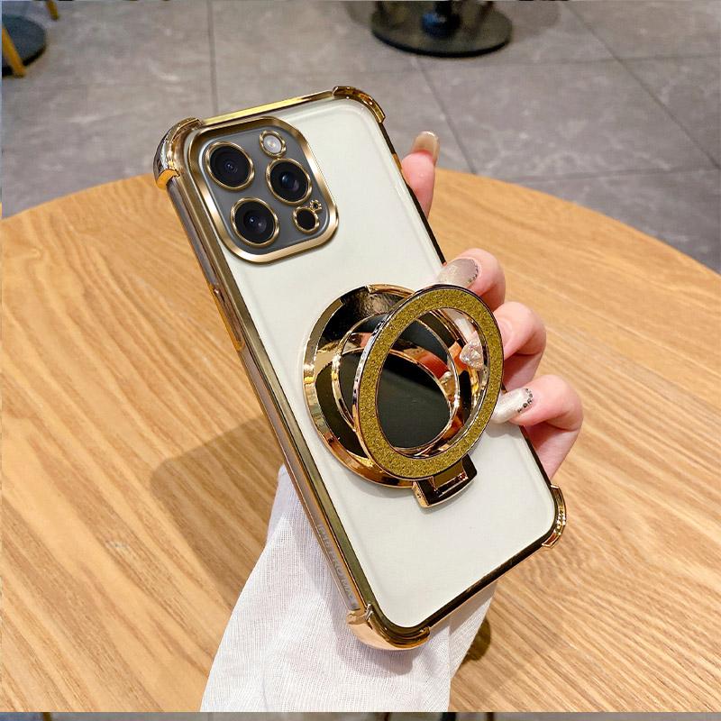 Electroplated Flash Shell Phone Case For OPPO A6 A6S A6T A6K A6C A6X A5 A5X A5i A3 A3X A2 A1 Pro Max 4G 5G Gradient Clear Cover with Ring Stand