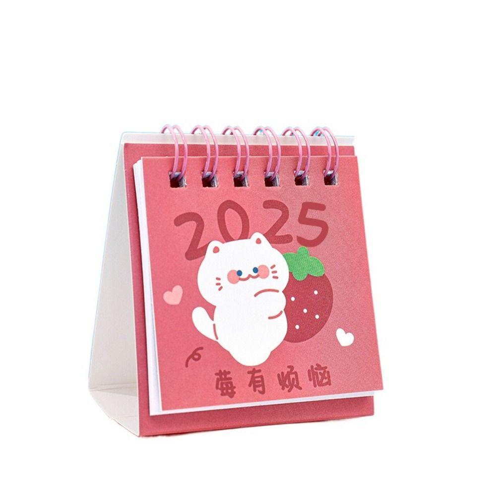 Cute 2025 Calendar Mini Mini Desktop Calendar Creative Fruit Text Calendar  Desk Check-in