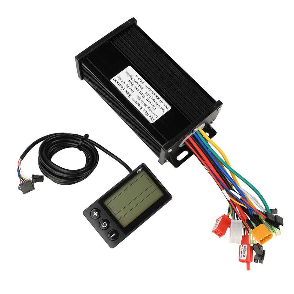 36V 48V 64V 30A 750-1500W sine wave three-mode brushless motor controller, suitable for SM-connector-equipped electric bicycles