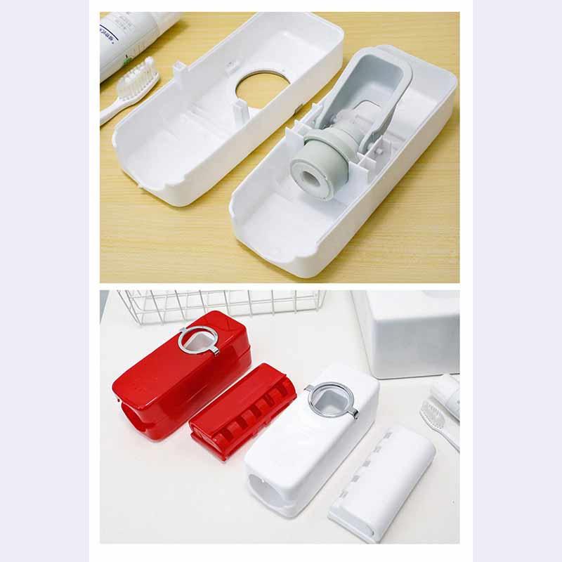 Automatic Toothpaste Dispenser Toothbrush Holder Wall Mount Tooth Brush Storage Rack Bathroom Accessories