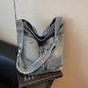 Jeanstasche Damen Tasche Große Kapazität Retro Kontrast Tragetasche Schulter Crossbody Tasche