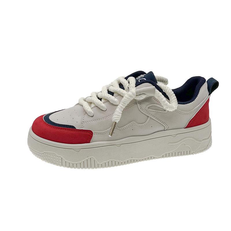 

2025 spring and autumn platform casual retro red board shoes women s ins solid color fashion round head sports running shoes women 40