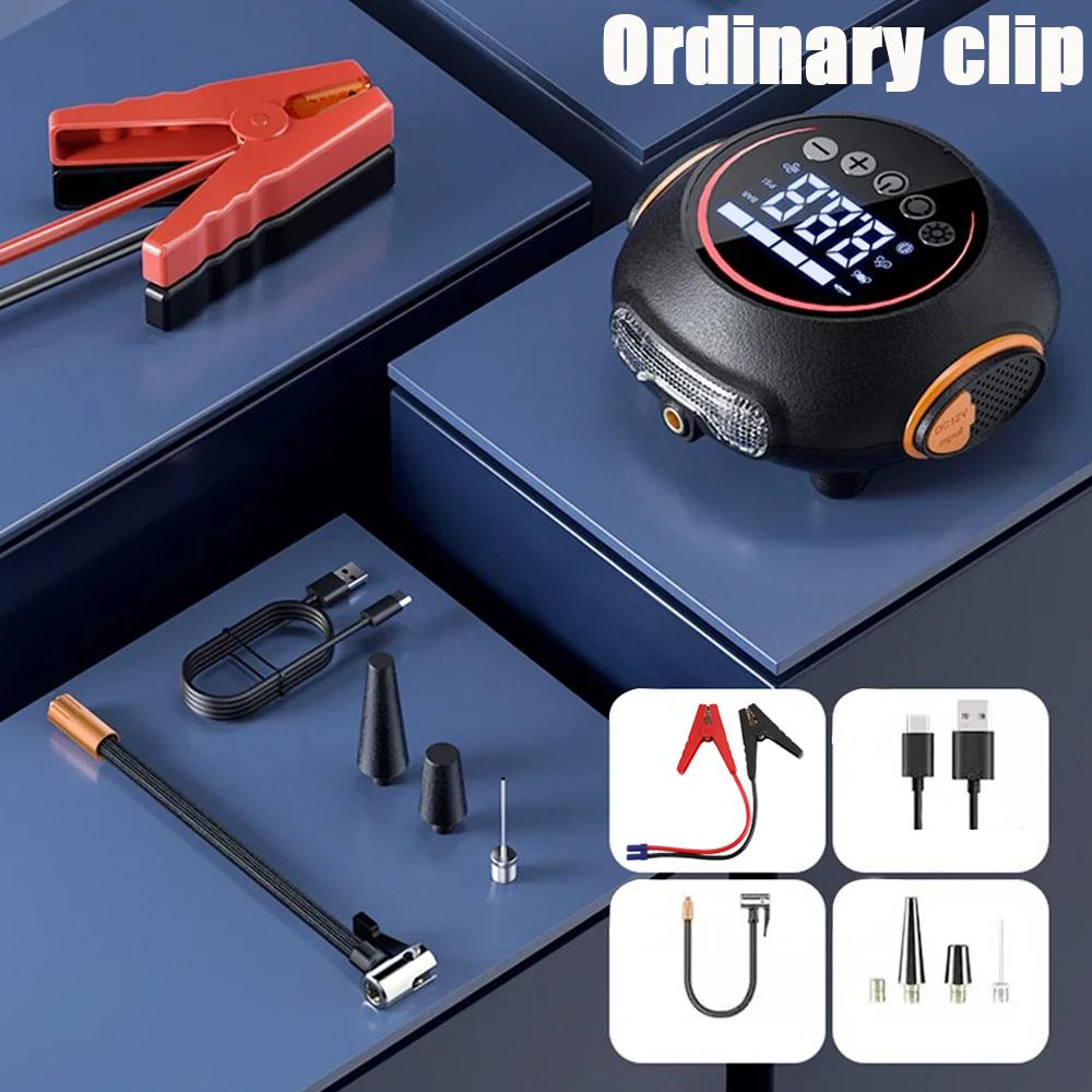 4 in 1 Car Jump Starter Emergency Air Pump Portable150PSI Air Compressor Multi-function TireInflator Auto BatteryStarter Device Ordinary clip