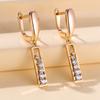 Vintage Rose Gold Color Hollow Square Long Earrings for Women Fashion White Zircon Drop Earrings Party Fine Jewelry