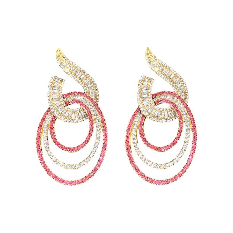 Silver needle flash diamond hollow round earrings light luxury high-end earrings European and American trend earrings design sense niche