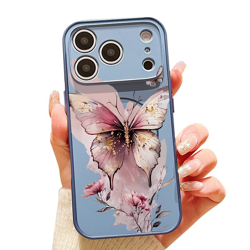 Pink Butterfly Watercolor Pattern Case For iPhone 17 Pro Max Magnetic For Magsafe Skin Feeling Cover For iPhone 16 15 14 13 Pro Max
