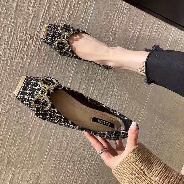 

Женские лоферы, классические туфли с узором «гусиные лапки» на низком квадратном каблуке, офисные женские туфли-лодочки, туфли-лодочки для отдыха, женская обувь 37 чёрный