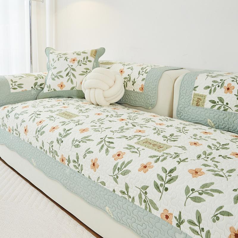 

Cotton Sofa Cover for Living Room, Splicing, Decorative, Dustproof, Flower Pattern, Couch Covers, Household Decor, 3 Seater 70X70CM