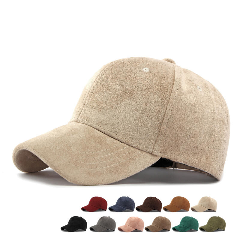 Unisex Suede Baseball Cap Adjustable Solid Color Sun Hat for Men Women Outdoor Sports