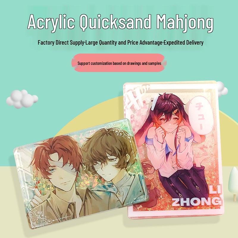 Thickened Glitter Acrylic Mahjong Anime Character Standee 10x7 cm