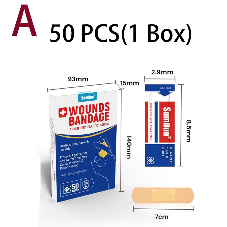 Sumifun 50/100 Pcs Wound Dressing Tape Flexible Breathable Strips Minor Cuts Burns Adhesive Pads Care Supplies Household First Aid