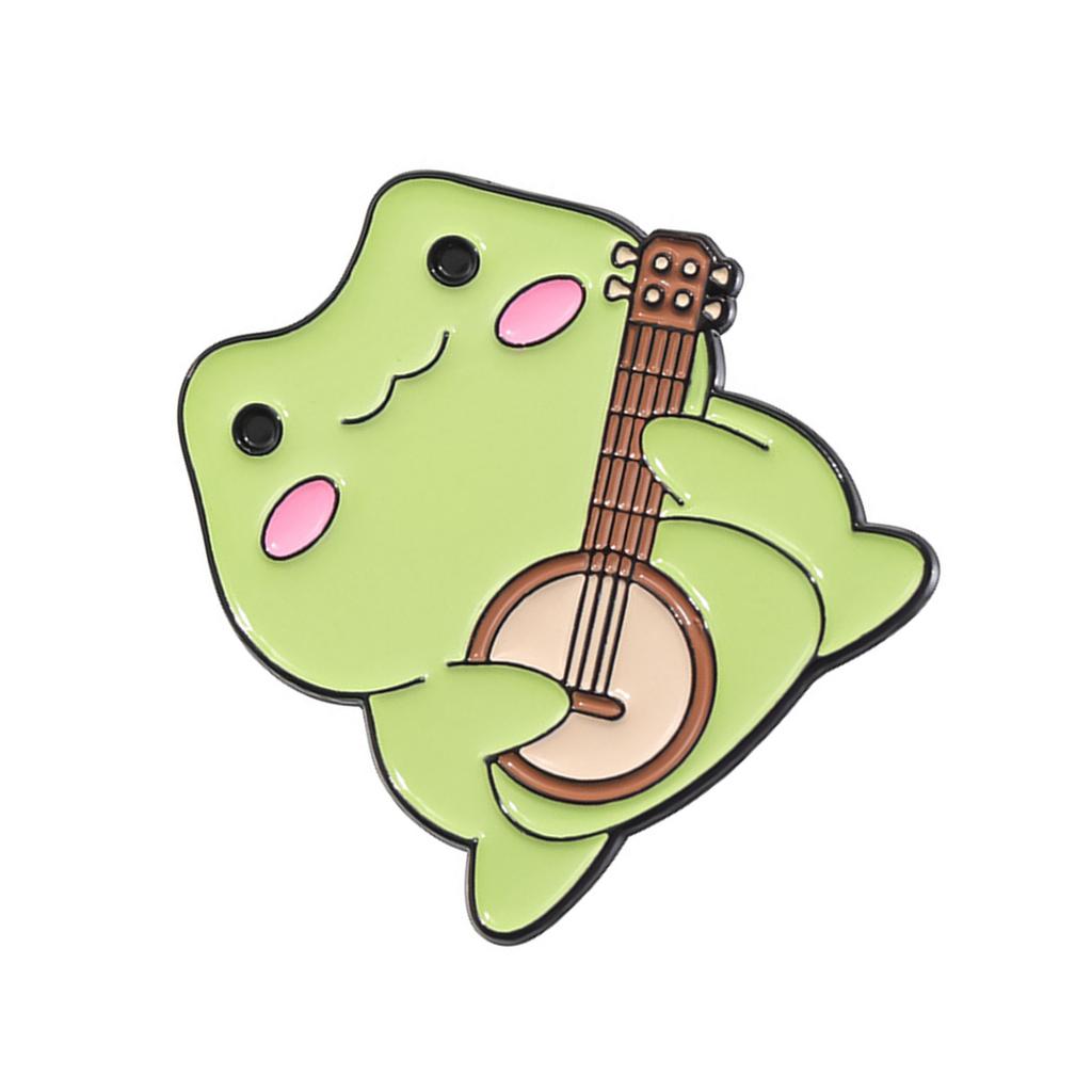 Cute Frog Band Enamel Pins Adornment Unique Animal Musician Brooches Lapel Badges For Kids And Friends Jewelry Gift