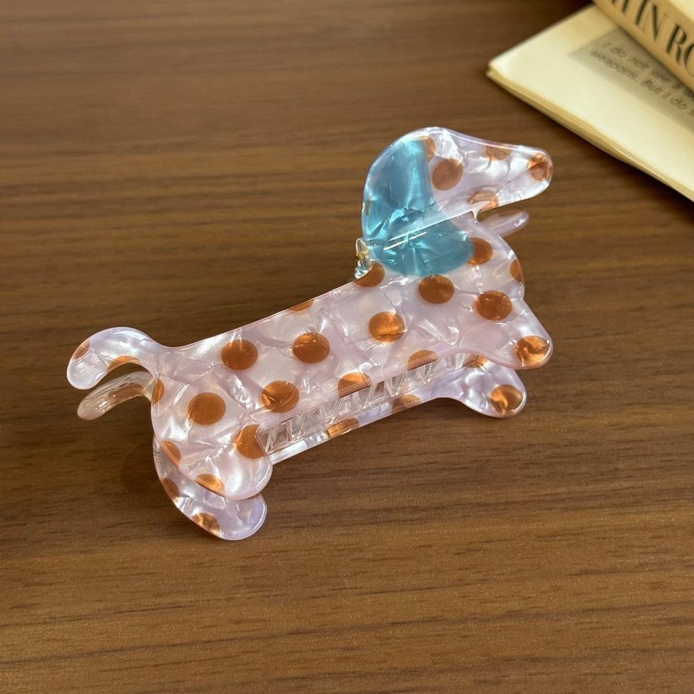 Sweet Pvc Polka Dot Dog Hair Claw Large Geometry Cartoon Hairpin Bang Clip Hair Accessories Puppy Side Clip Vacation