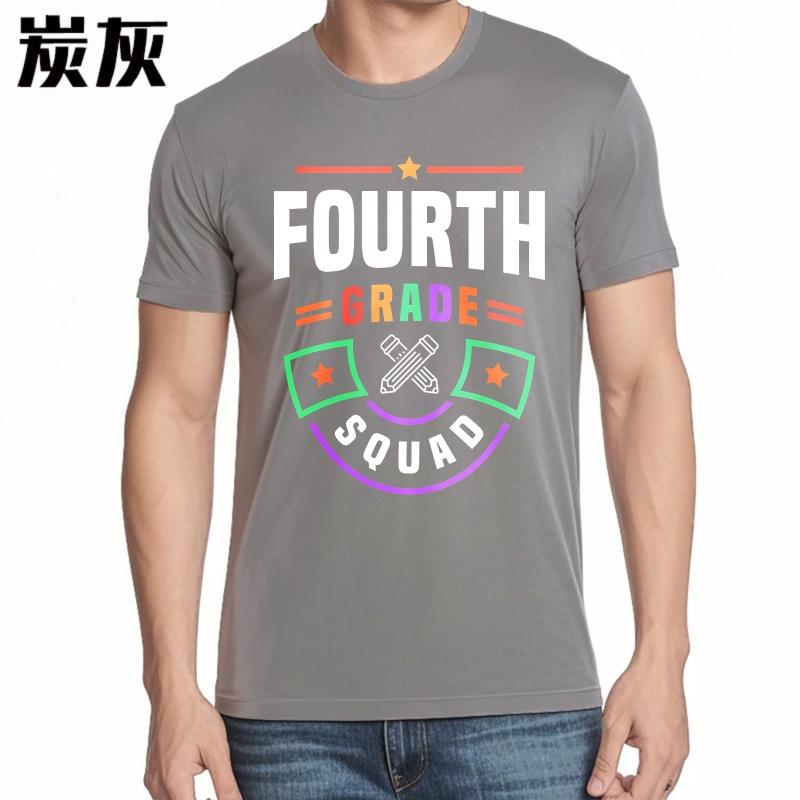 T-shirt d'été stylé Pour Lui Design Équipe de Quatrième Année Avec Étoiles Et Crayons Manches Courtes Nouvelle Arrivée Col Rond Hauts Unisexes