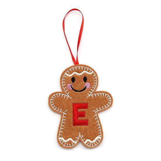 Gingerbread Man Ornaments Initial Alphabet Monogram Gingerbread Hanging Ornament Family Name Letter Xmas Tree Decor