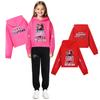 Girls Clothing Sets Kpop Witch Hunt Girls' Half Waist Short Hoodie Single and Double Sleeve Printed Casual Set