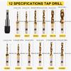 13pcs Drill Tap Bit Set 3in1 Titanium Coated Screw Tapping Bit Tool For Drilling, Tapping, With Quick-Change Adapter, SAE/Metric