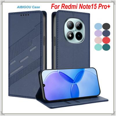 Pro Xiaomi Redmi Note 15 Pro+ Luxusní kožené pouzdro Retro Skin Peněženka Kniha Flip Magnet Plné krytí Redmi Note15 Pro Plus Tašky na telefon